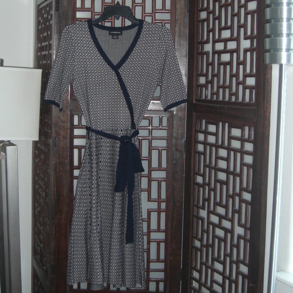 LIZ CLAIBORNE MIDI FIT-AND-FLARE DRESS W/ SLEEVES